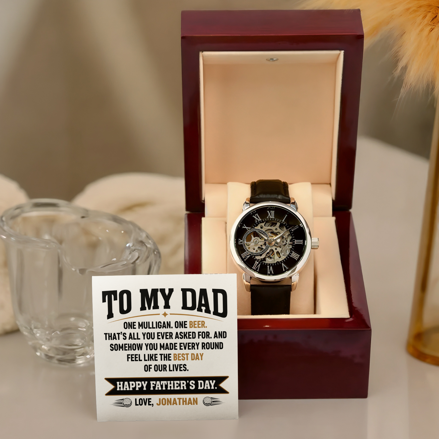 Personalized Father's Day Gift for Dad - One Mulligan One Beer Golf Watch Custom Name
