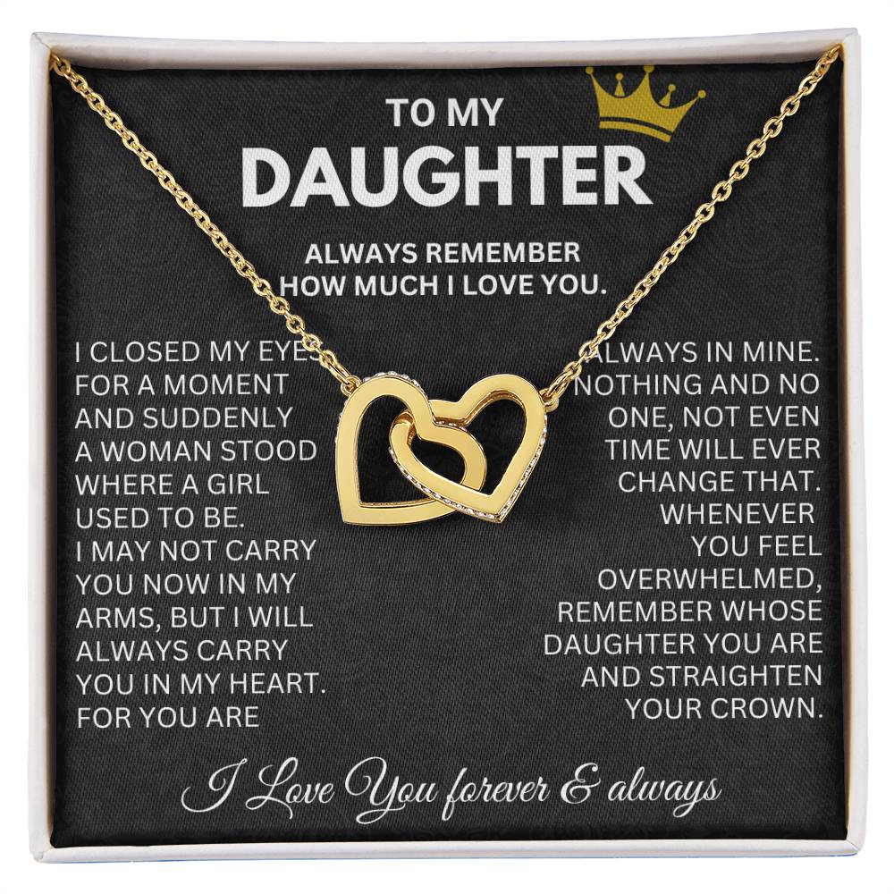 To My Daughter - In My Arms - Interlocking Hearts Necklace