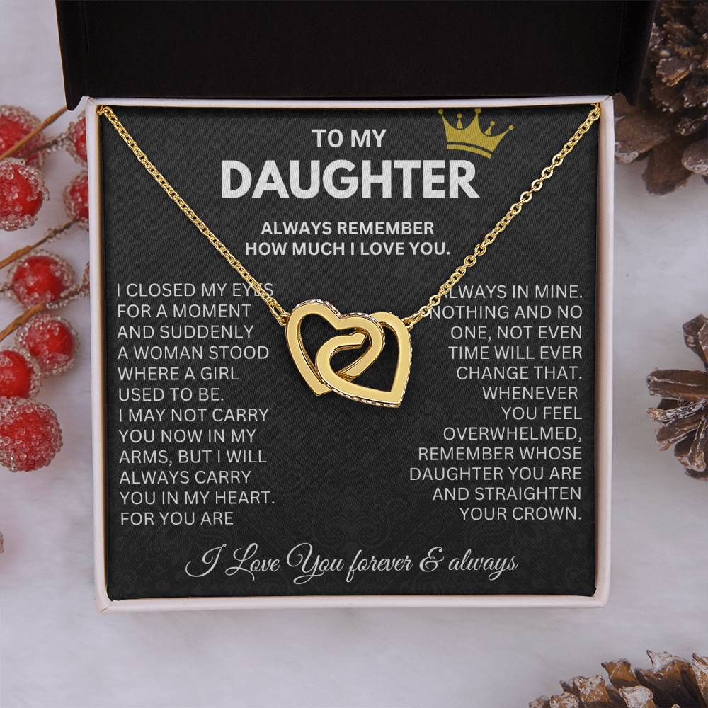 To My Daughter - In My Arms - Interlocking Hearts Necklace