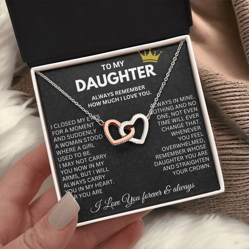 To My Daughter - In My Arms - Interlocking Hearts Necklace