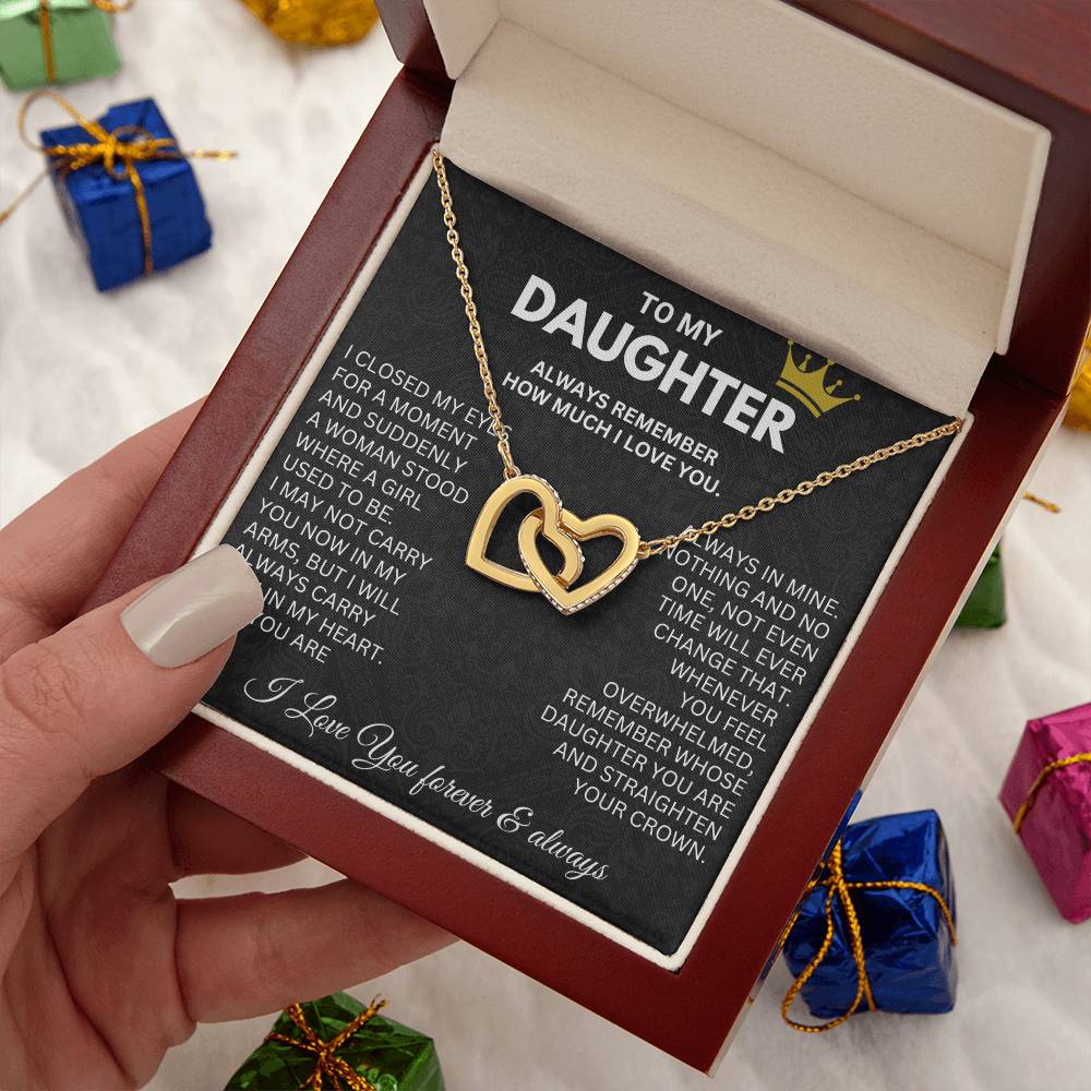 To My Daughter - In My Arms - Interlocking Hearts Necklace