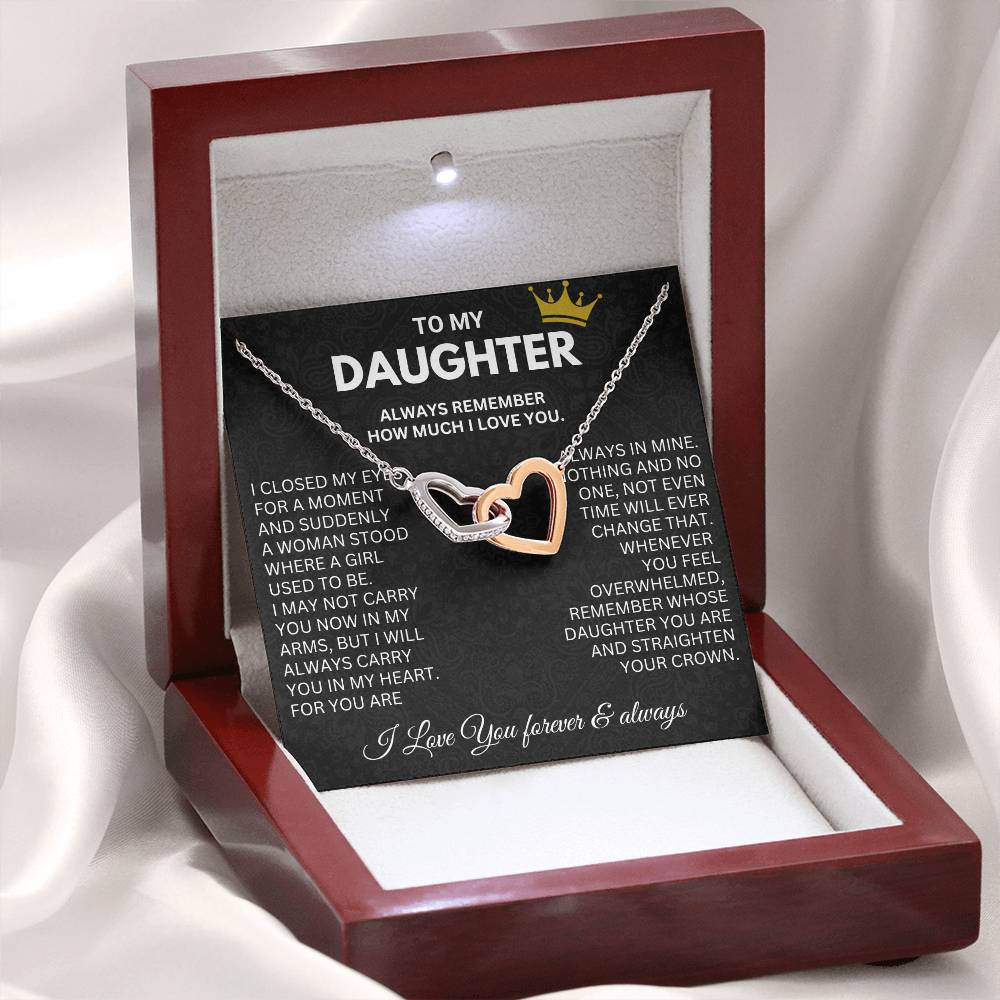 To My Daughter - In My Arms - Interlocking Hearts Necklace