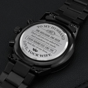 To My Husband Golf Watch Gift from Wife, Funny One Mulligan One Beer Keepsake Watch