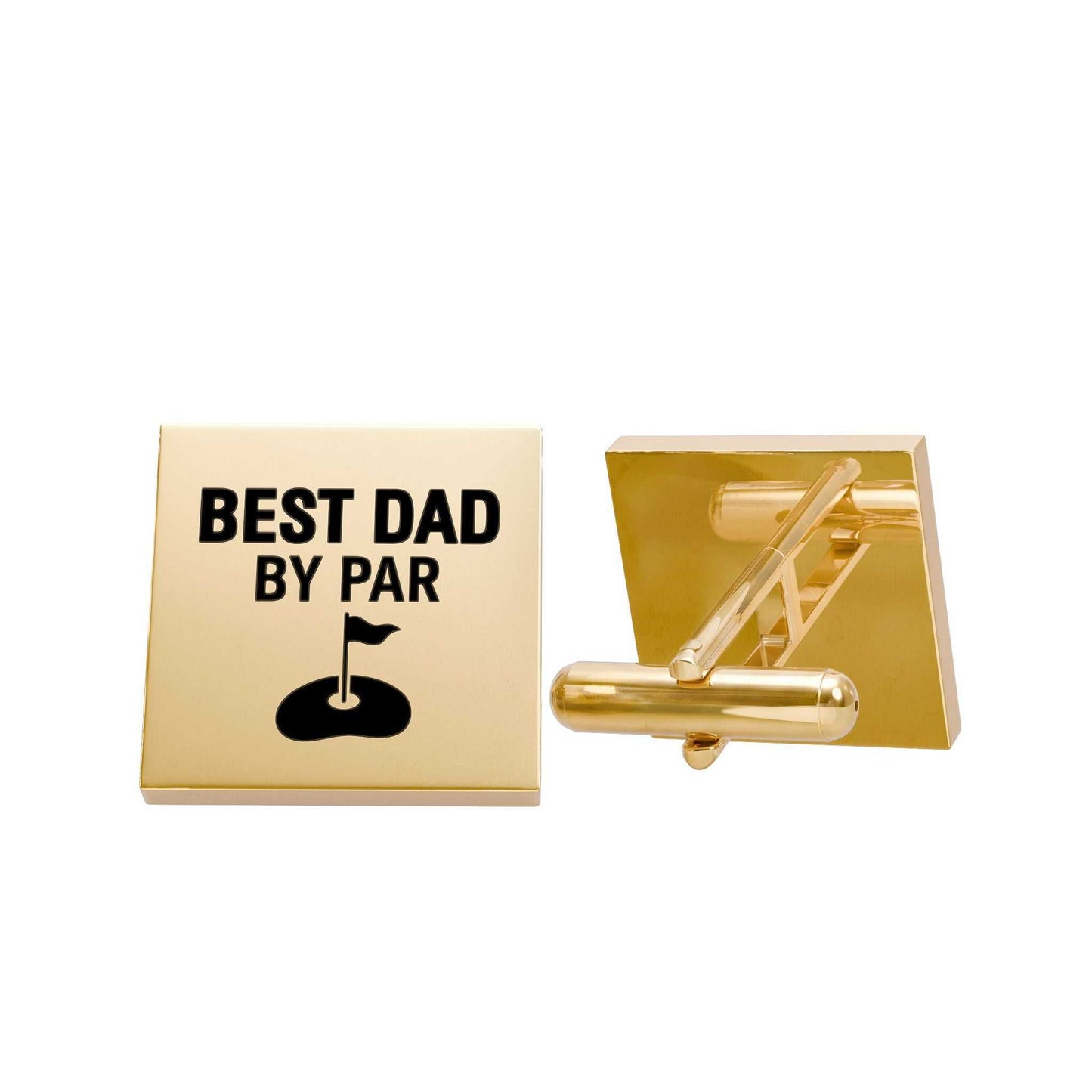 Best Dad By Par Golf Cufflinks – Square Stainless Steel Golf Dad Cufflinks Gift for Father