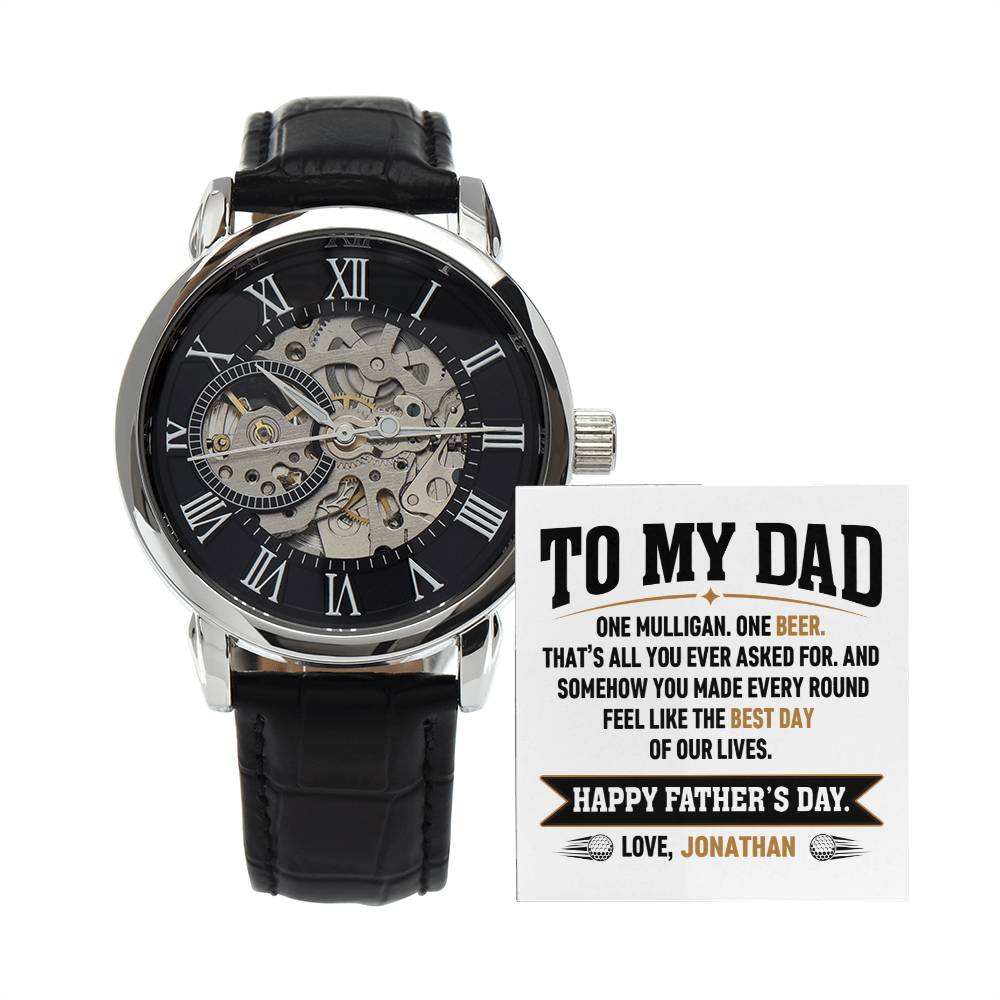 Personalized Father's Day Gift for Dad - One Mulligan One Beer Golf Watch Custom Name