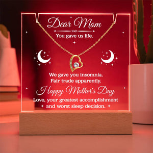 Funny Mom Necklace Gift, Mothers Day Gift from Kids, Dear Mom Jewelry, Heart Pendant Gift for Mom, Humorous Sentimental Mom Gift