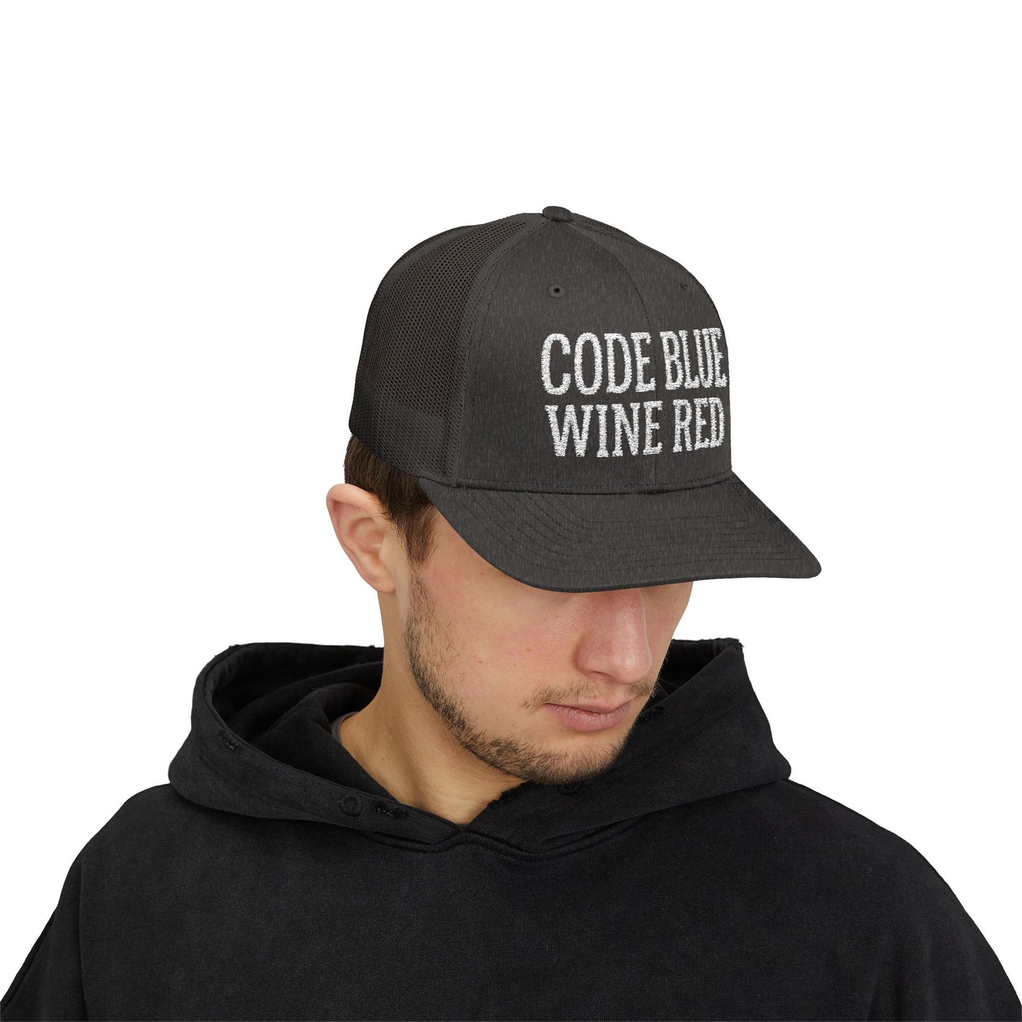 Code Blue Wine Red — Nurse Trucker Hat