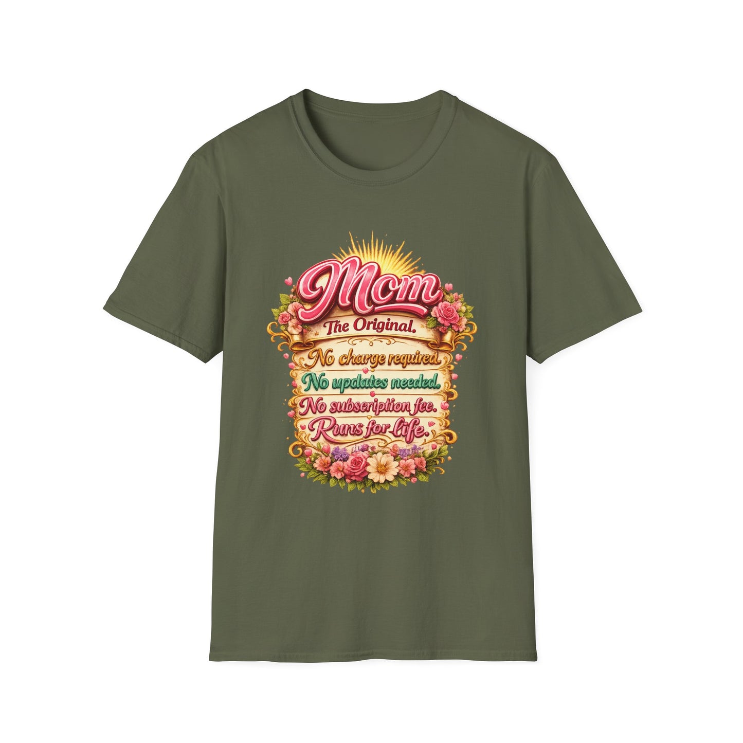 Mom The Original Floral T‑Shirt — No Charge Required Mother's Best Gift