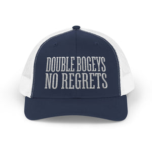 Double Bogeys No Regrets Snapback Trucker Hat — Golf Cap for Fun-Loving Golfers