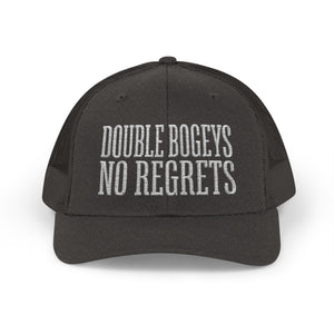 Double Bogeys No Regrets Snapback Trucker Hat — Golf Cap for Fun-Loving Golfers