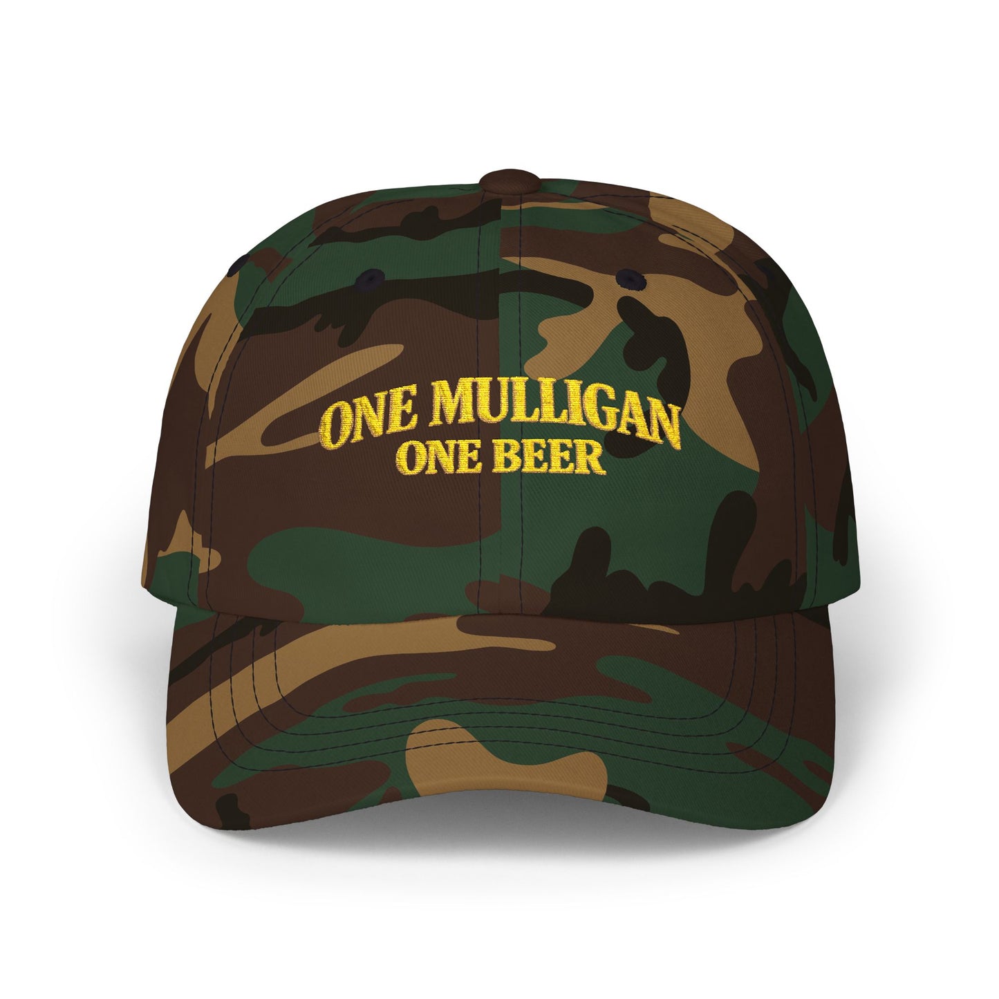 Golf Dad Hat | "One Mulligan One Beer" | Gold Embroidery | Father's Day Gift