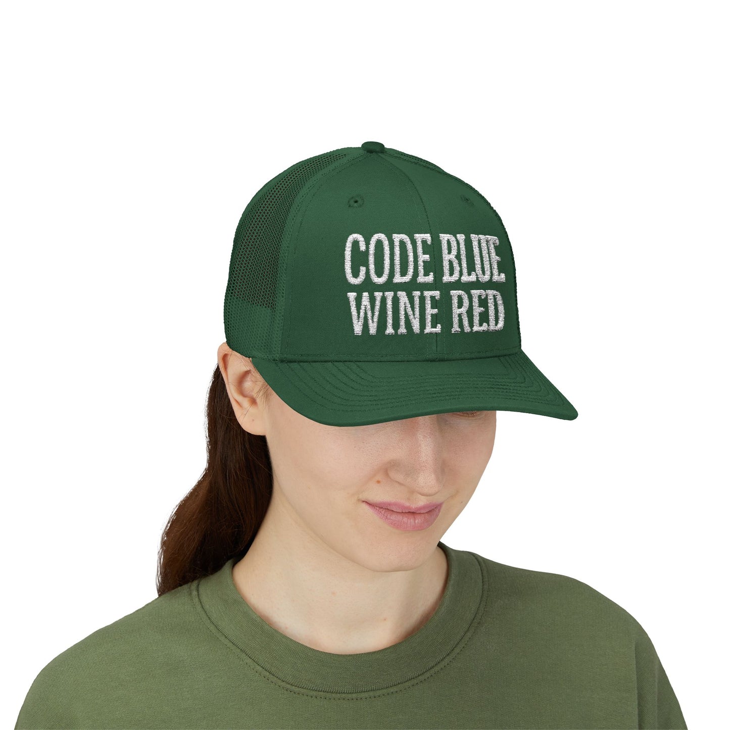Code Blue Wine Red — Nurse Trucker Hat