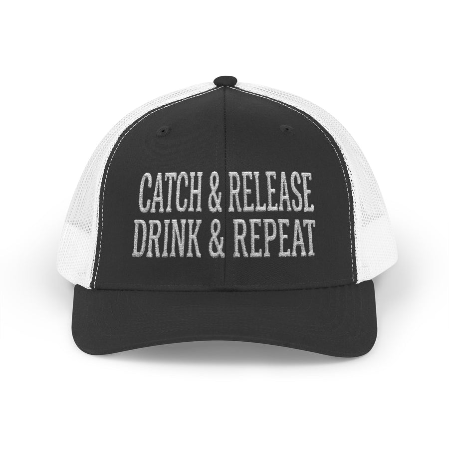 Catch & Release Drink & Repeat — Fishing Trucker Hat