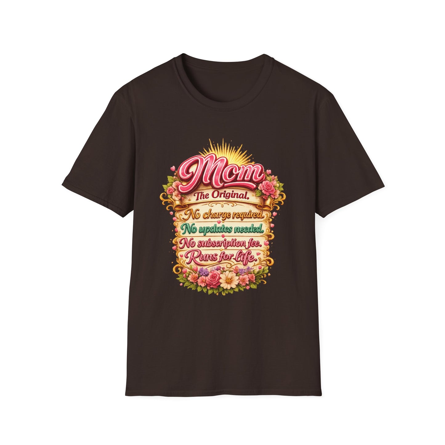 Mom The Original Floral T‑Shirt — No Charge Required Mother's Best Gift