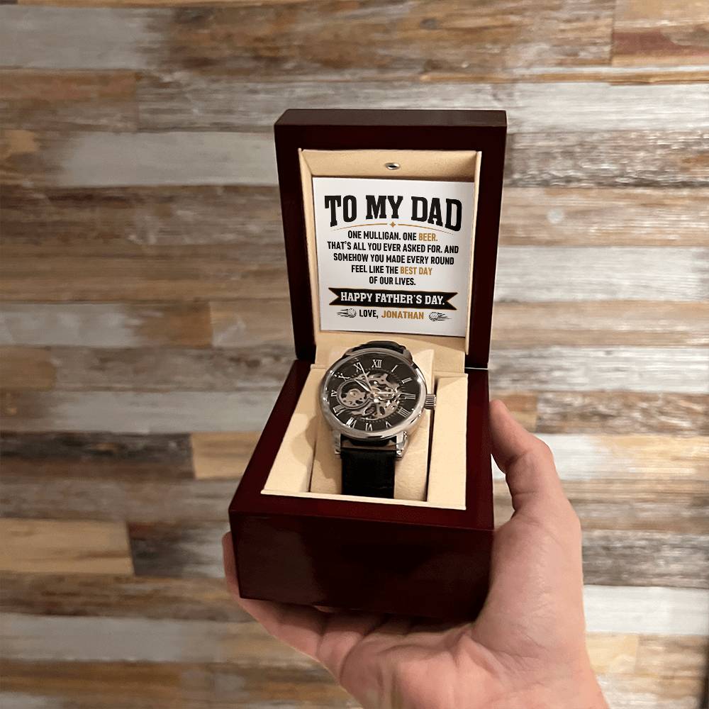Personalized Father's Day Gift for Dad - One Mulligan One Beer Golf Watch Custom Name
