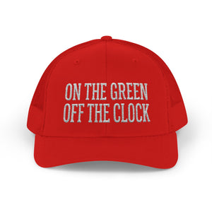 On the Green Off the Clock Golf Trucker Cap