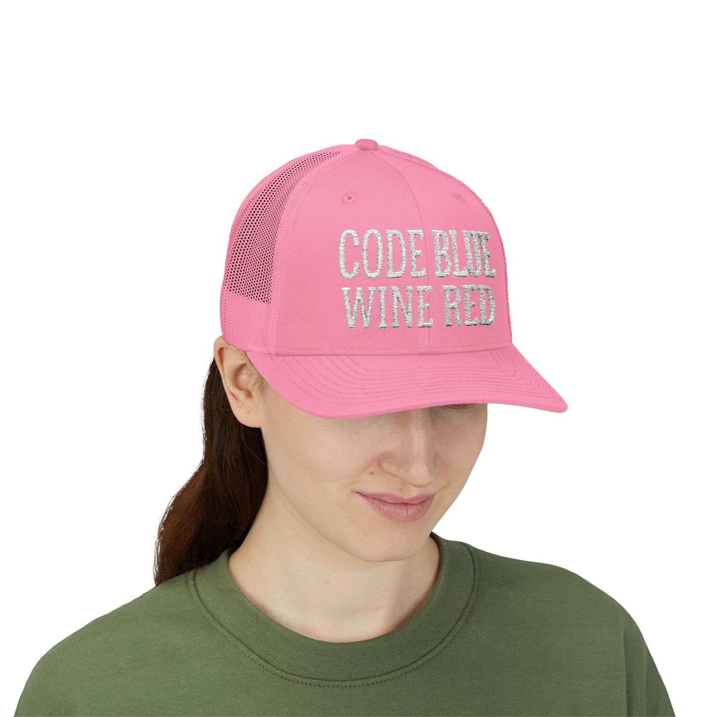 Code Blue Wine Red — Nurse Trucker Hat