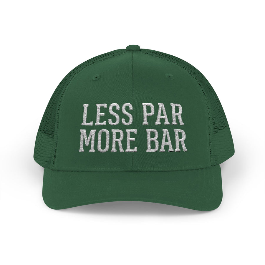 LESS PAR MORE BAR Snapback Trucker Cap — Golf-Inspired Mesh Hat