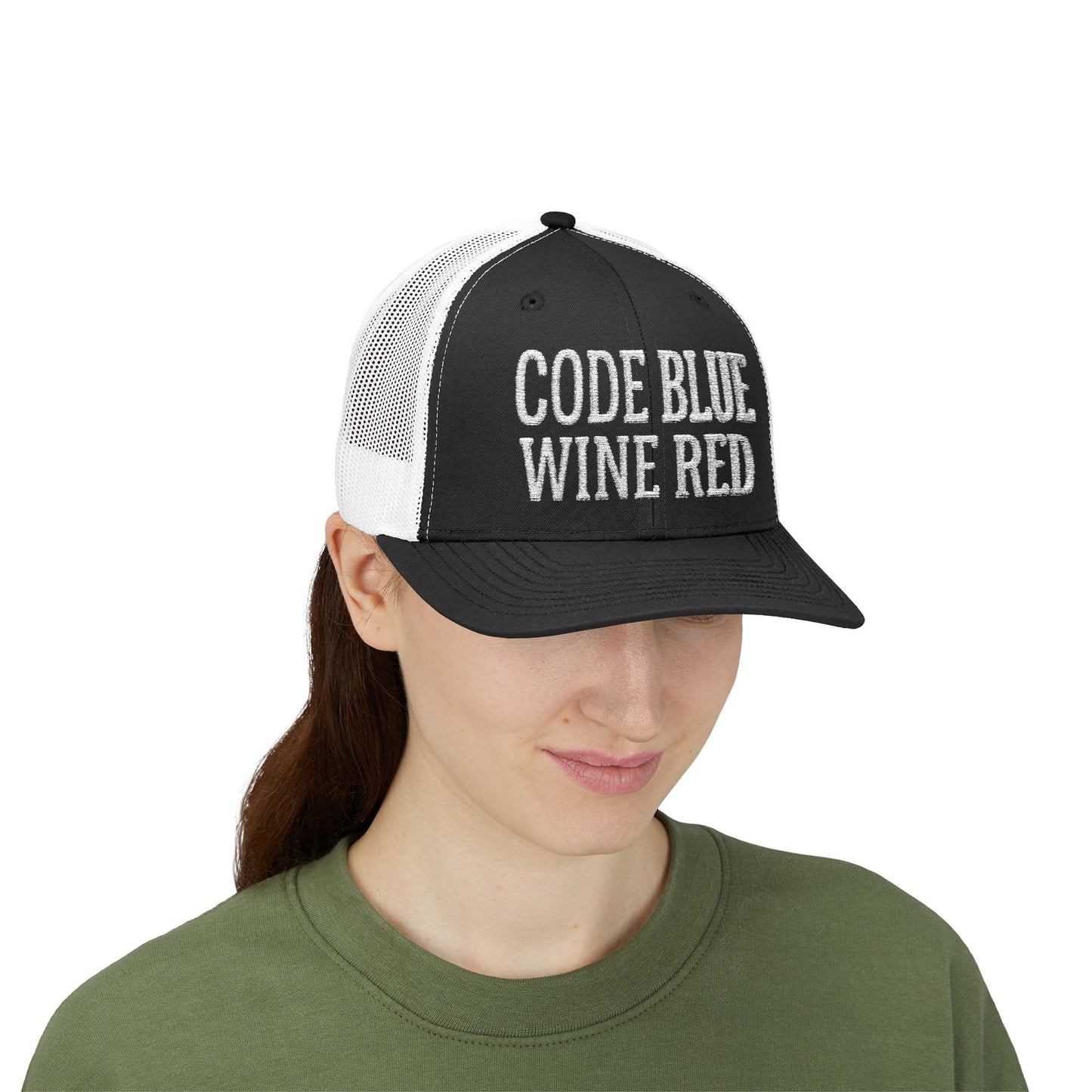 Code Blue Wine Red — Nurse Trucker Hat