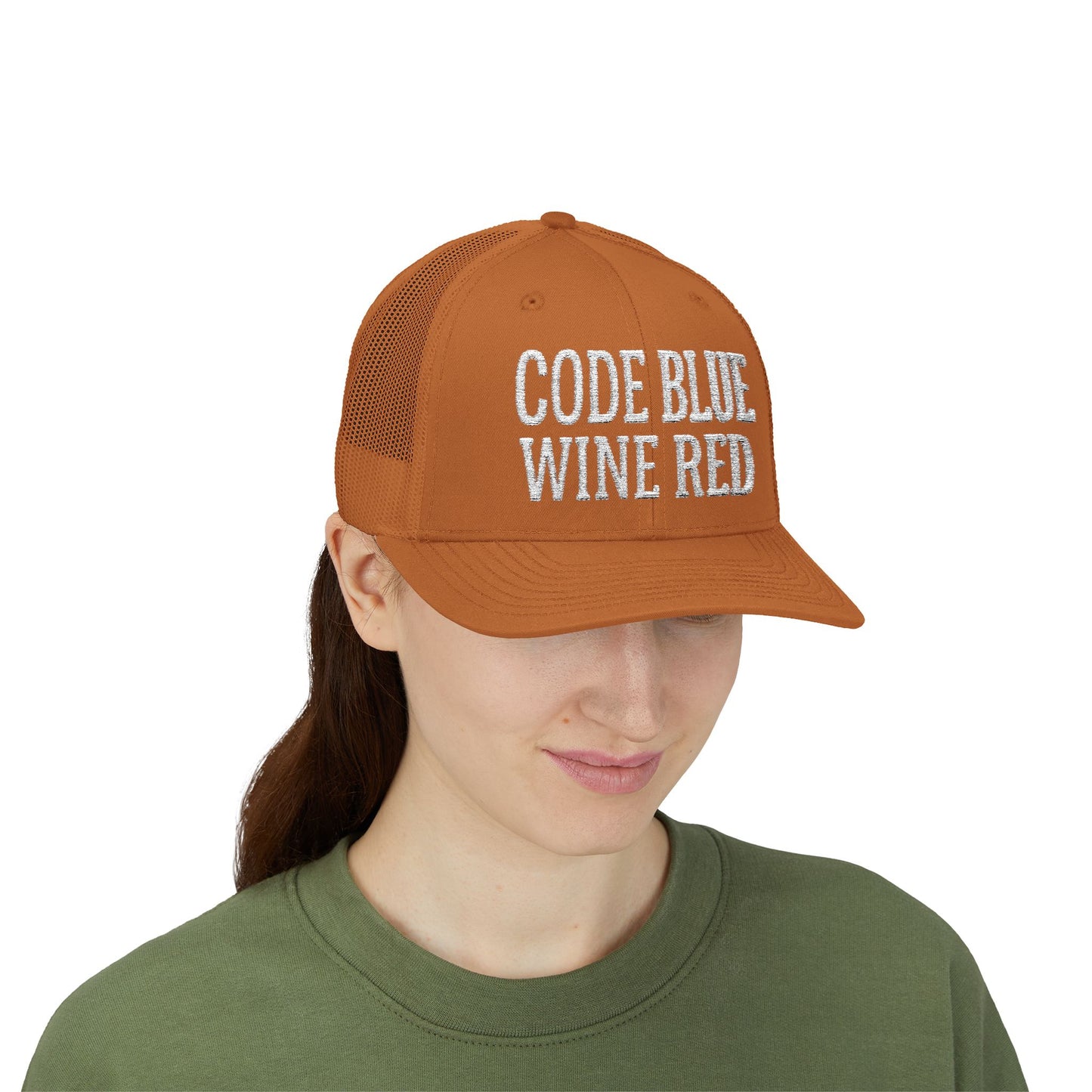 Code Blue Wine Red — Nurse Trucker Hat