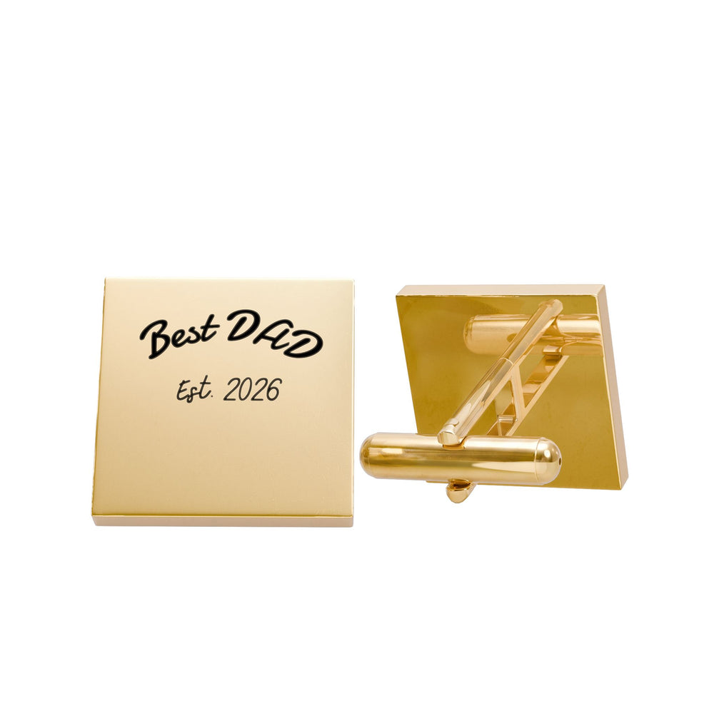 Best Dad Cufflinks — Gold 'Best Dad Est. 2026' Engraved Gift