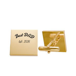 Best Dad Cufflinks — Gold 'Best Dad Est. 2026' Engraved Gift