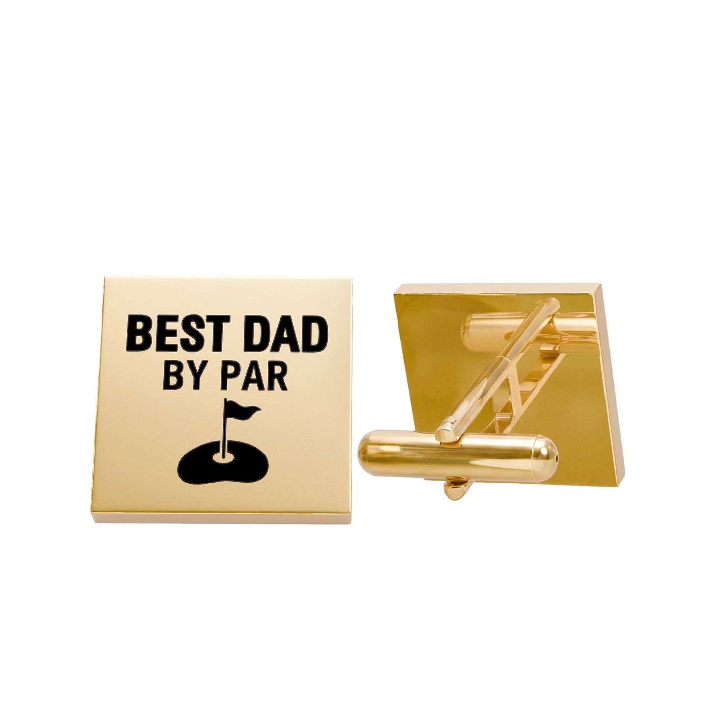 Best Dad By Par Golf Cufflinks – Square Stainless Steel Golf Dad Cufflinks Gift for Father