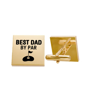 Best Dad By Par Golf Cufflinks – Square Stainless Steel Golf Dad Cufflinks Gift for Father