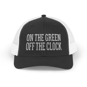 On the Green Off the Clock Golf Trucker Cap