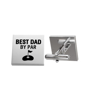 Best Dad By Par Golf Cufflinks – Square Stainless Steel Golf Dad Cufflinks Gift for Father