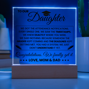 Daughter Graduation Gift Acrylic LED Plaque from Mom and Dad, Congratulations Graduation Keepsake for Daughter
