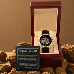 Difference Maker Watch – Personalized Skeleton Mechanical Watch with Inspirational Message Card Gift