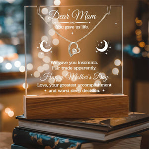Funny Mom Necklace Gift, Mothers Day Gift from Kids, Dear Mom Jewelry, Heart Pendant Gift for Mom, Humorous Sentimental Mom Gift