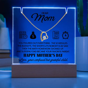 Dear Mom Gift Necklace, Mother’s Day Gift from Child, Heart Pendant Jewelry, Mom Appreciation Gift, Emotional Gift for Mother