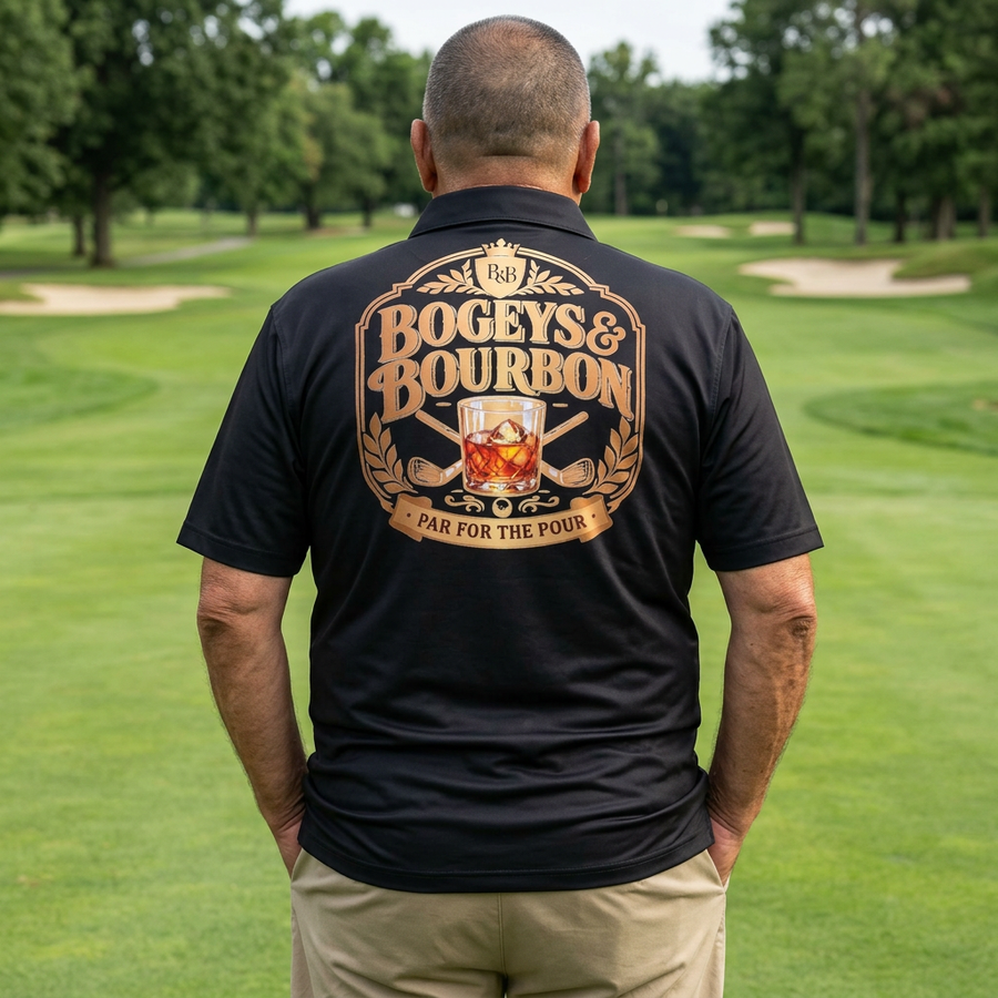 Bogeys & Bourbon Golf Polo Shirt | Par for the Pour | Father's Day Gift for Golfers | Premium Golf Dad Polo