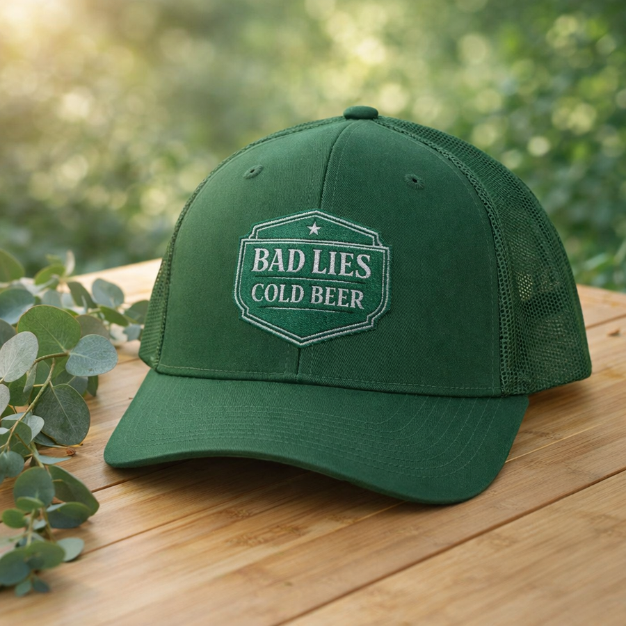 BAD LIES COLD BEER — Snapback Trucker Hat