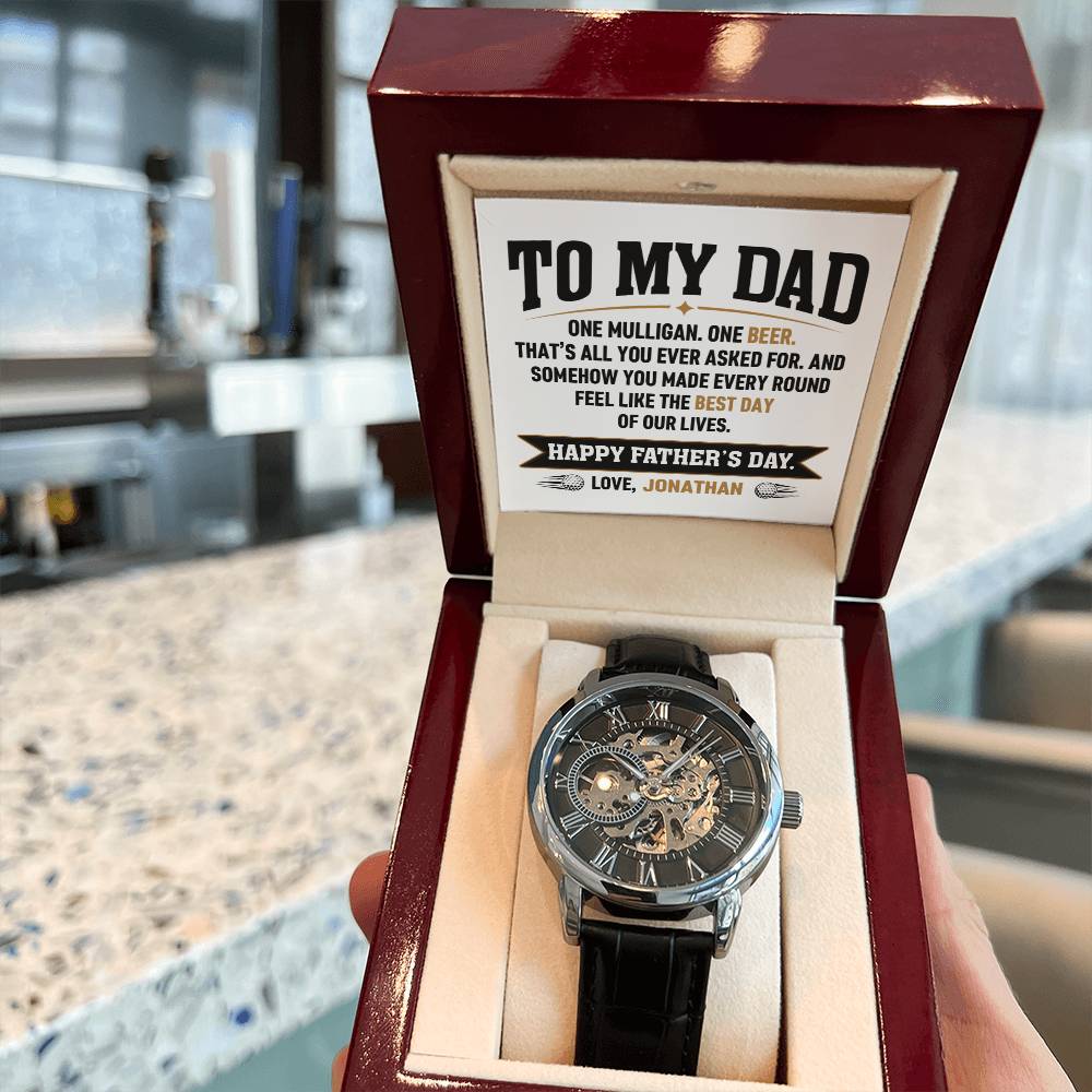 Personalized Father's Day Gift for Dad - One Mulligan One Beer Golf Watch Custom Name