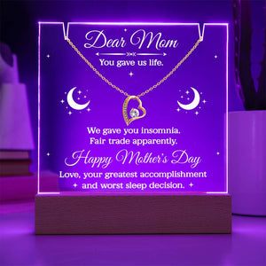 Funny Mom Necklace Gift, Mothers Day Gift from Kids, Dear Mom Jewelry, Heart Pendant Gift for Mom, Humorous Sentimental Mom Gift