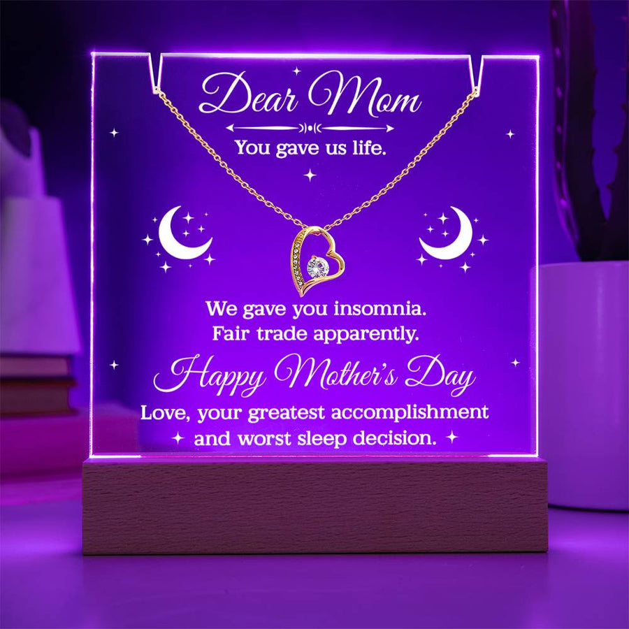 Funny Mom Necklace Gift, Mothers Day Gift from Kids, Dear Mom Jewelry, Heart Pendant Gift for Mom, Humorous Sentimental Mom Gift