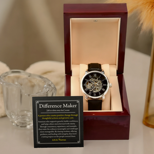 Difference Maker Watch – Personalized Skeleton Mechanical Watch with Inspirational Message Card Gift