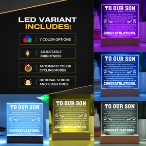 Son Graduation Gift Acrylic LED Plaque from Mom and Dad, Congratulations Graduation Keepsake for Son