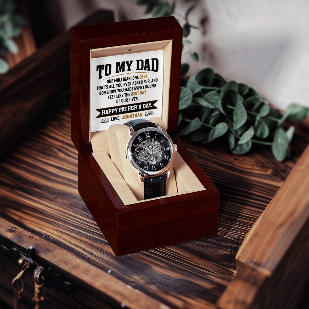 Personalized Father's Day Gift for Dad - One Mulligan One Beer Golf Watch Custom Name