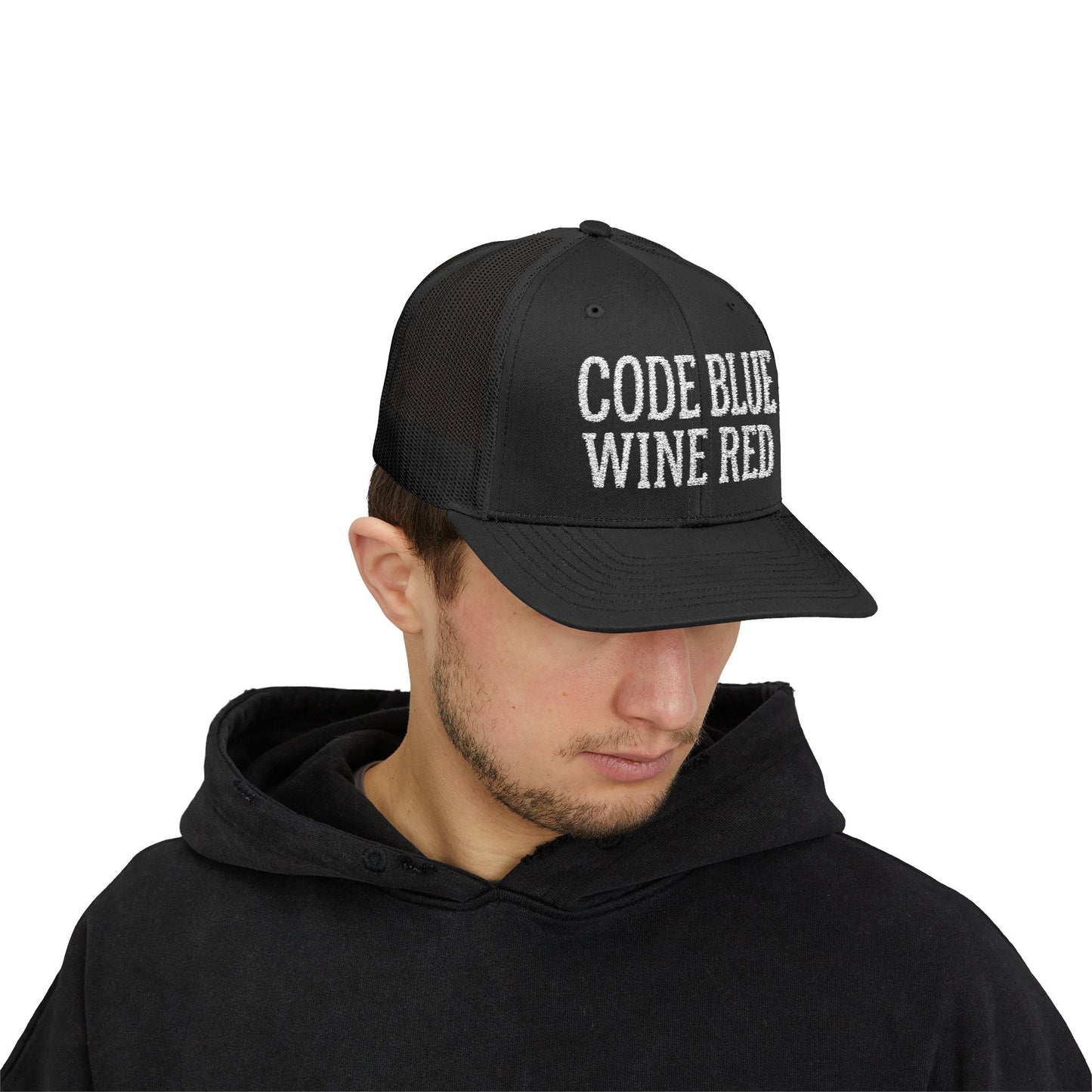 Code Blue Wine Red — Nurse Trucker Hat