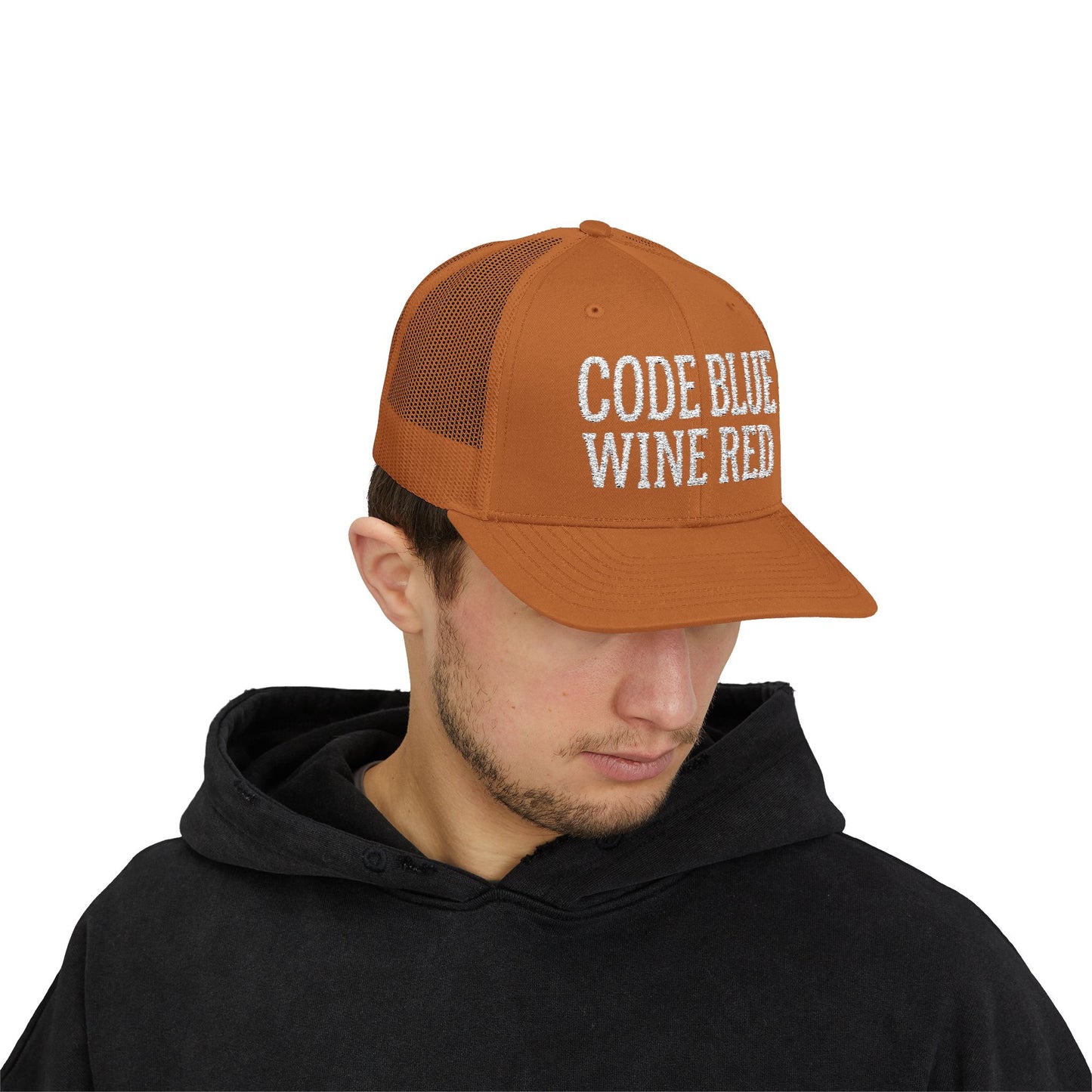 Code Blue Wine Red — Nurse Trucker Hat