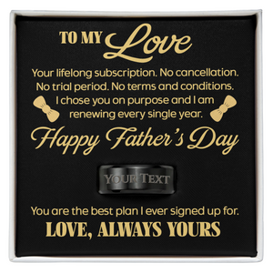 Personalize Engraved Men's Ring with Message Card From Kids For Father's Day