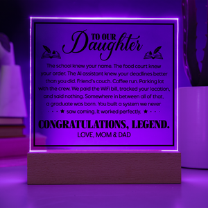 Daughter Graduation Gift Acrylic LED Plaque from Mom and Dad, Congratulations Graduation Keepsake for Daughter