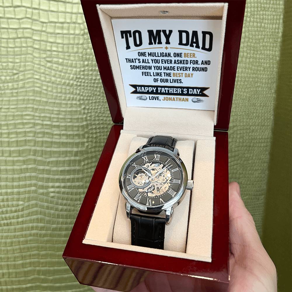 Personalized Father's Day Gift for Dad - One Mulligan One Beer Golf Watch Custom Name
