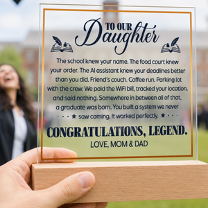 Daughter Graduation Gift Acrylic LED Plaque from Mom and Dad, Congratulations Graduation Keepsake for Daughter