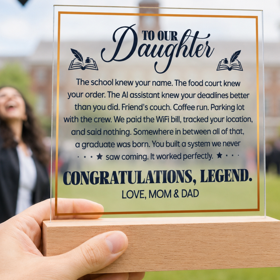 Daughter Graduation Gift Acrylic LED Plaque from Mom and Dad, Congratulations Graduation Keepsake for Daughter