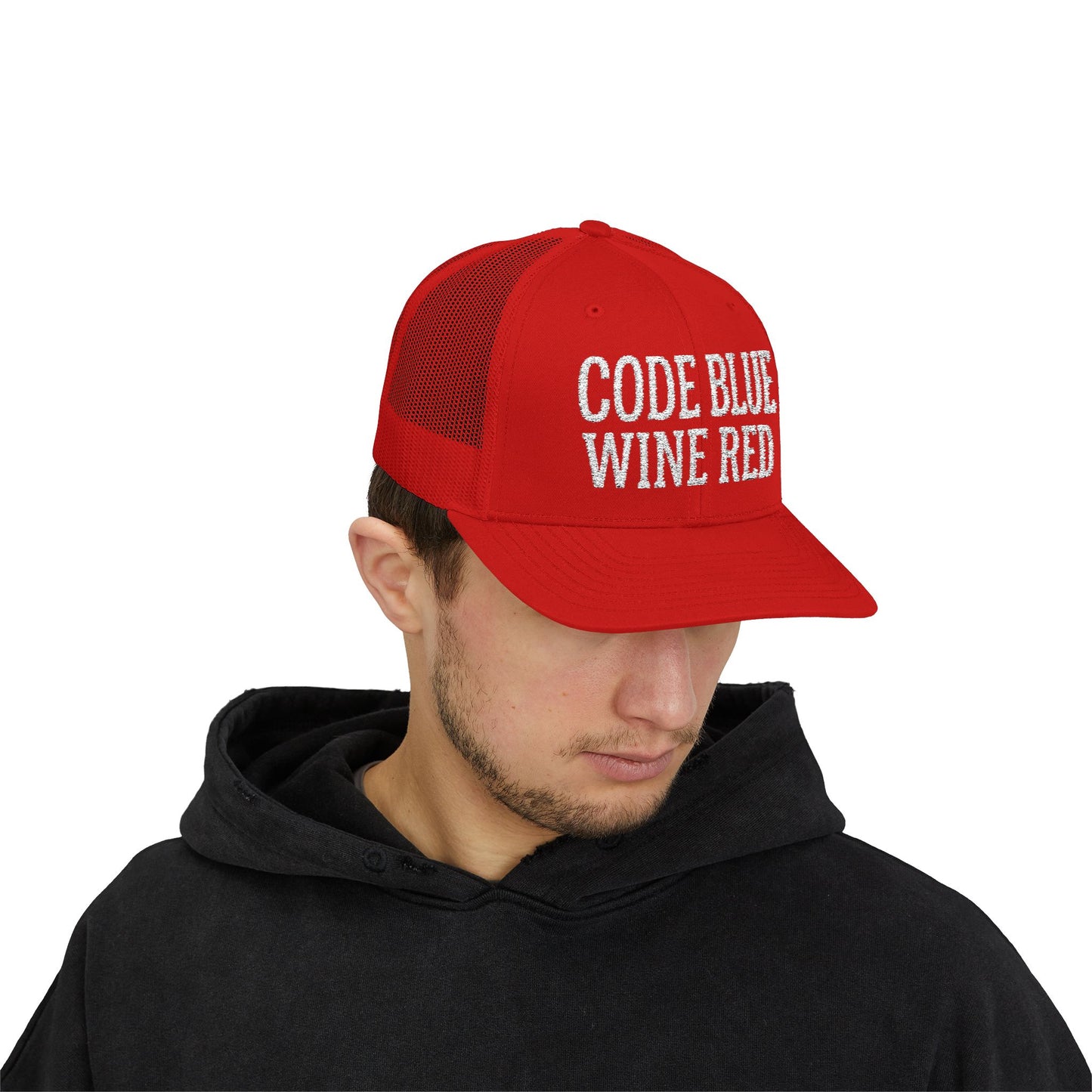 Code Blue Wine Red — Nurse Trucker Hat